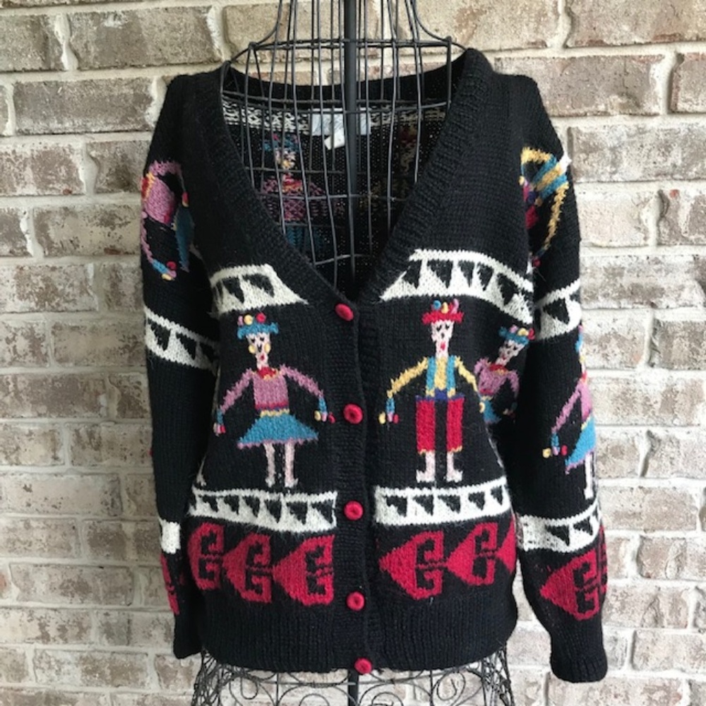 PRICE FIRM Lord & Taylor Cardigan Sweater Folkart Alpaca VTG PRICE FIRM - Picture 1 of 8